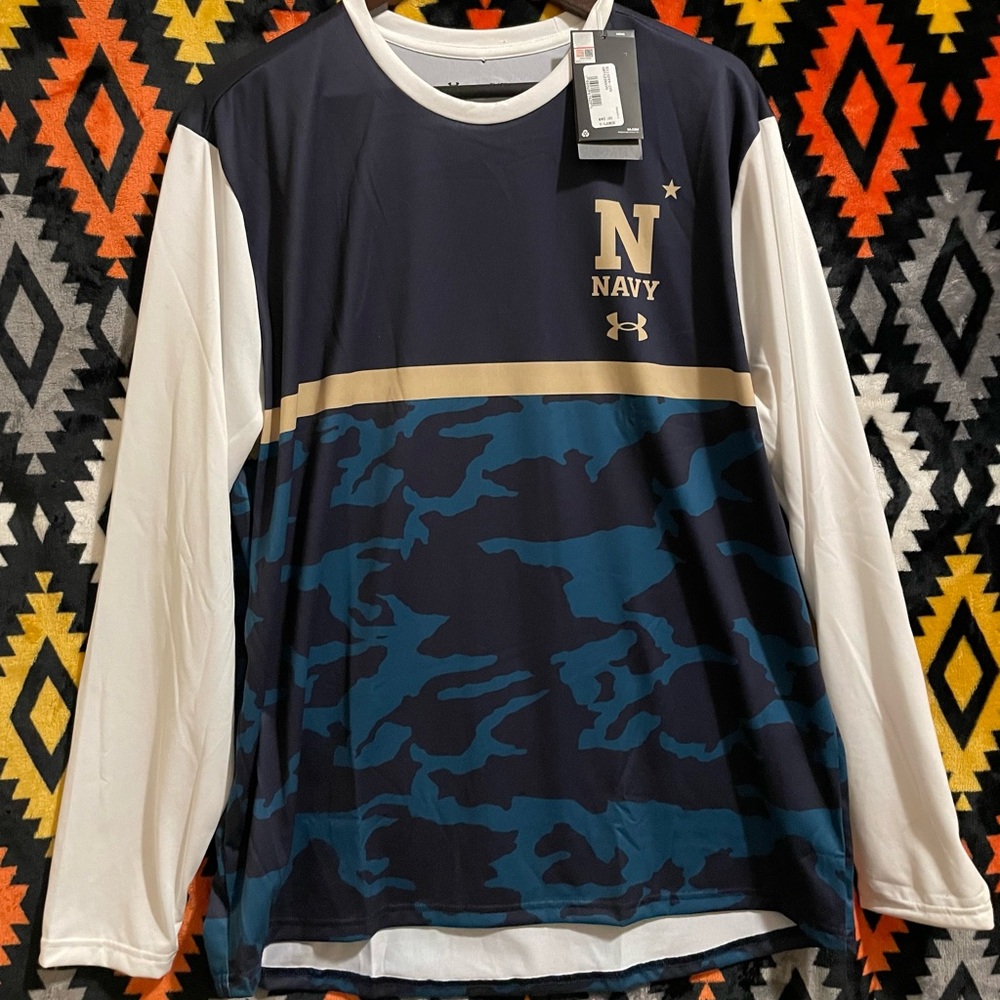 NWT Navy Football Under Armour Gameday 1/2 Camo T Shirt Naval Academy XL